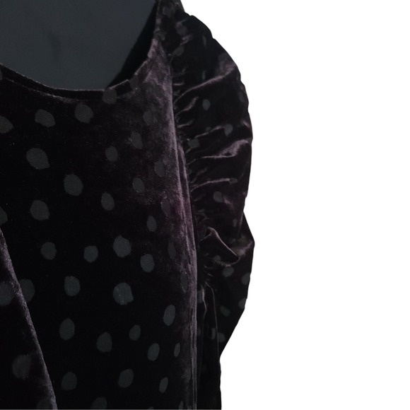 TOPSHOP Black Burnout Velvet Polka Dot Long Sleeve Dress size 6 Cocktail NWT - Picture 4 of 9
